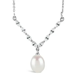 Sterling Silver Marquis Cubic Zirconia With Forward Drop Necklet