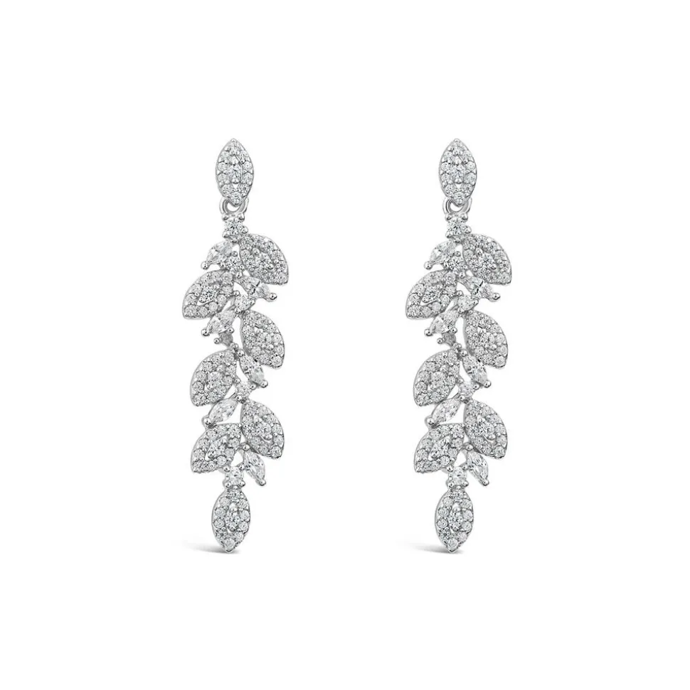 Sterling Silver Marquis Flower Drop Earrings