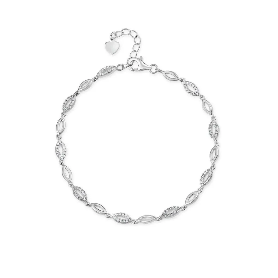 Sterling Silver Marquise Cubic Zirconia Bracelet