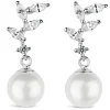 Sterling Silver Marquise Cubic Zirconia Pearl Drop Earrings