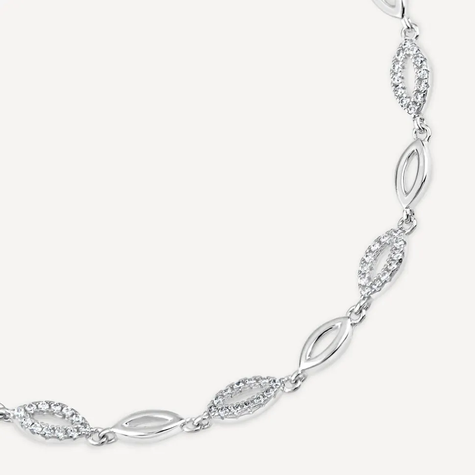 Sterling Silver Marquise Cubic Zirconia Bracelet