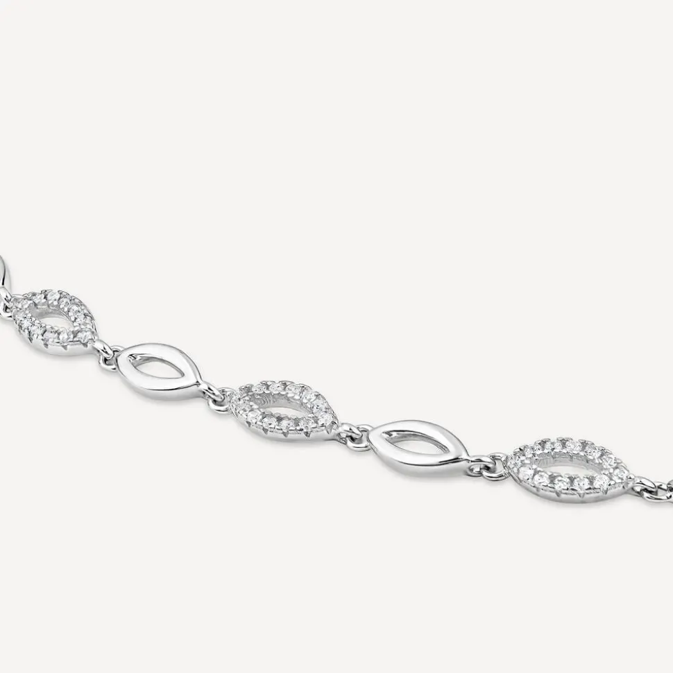 Sterling Silver Marquise Cubic Zirconia Bracelet