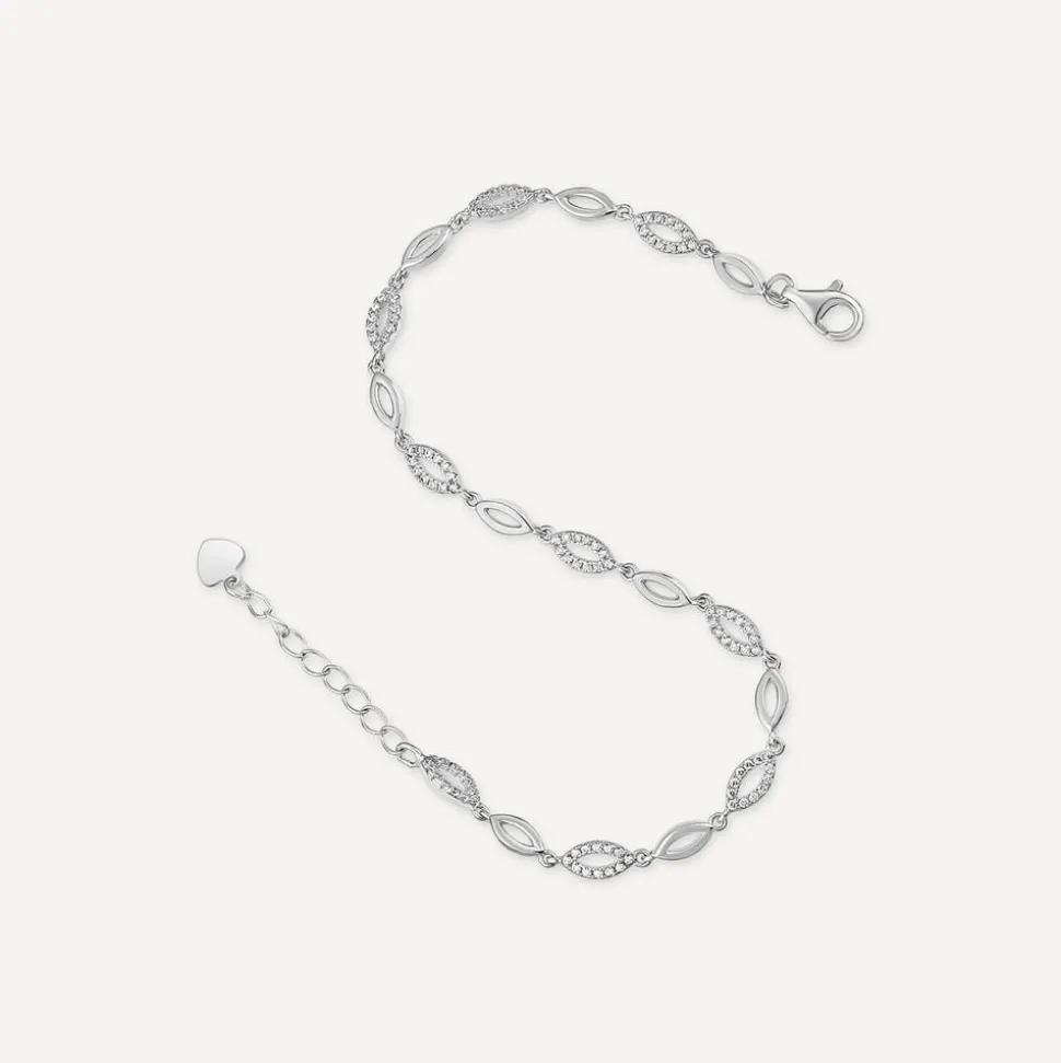 Sterling Silver Marquise Cubic Zirconia Bracelet