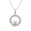 Sterling Silver May Birthstone Pave Cubic Zirconia Claddagh Pendant