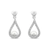 Sterling Silver 4.5-5mm Freshwater Pearl & Cubic Zirconia Open Tear Shaped Drop Earrings
