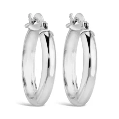 Sterling Silver 15mm Plain Hoop Earrings
