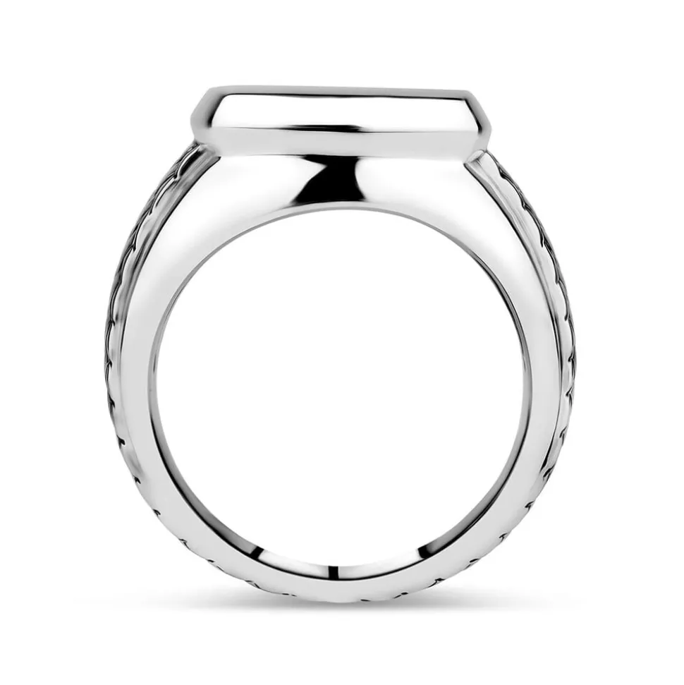 Sterling Silver 4.9mm Square Braided Signet Men's Ring