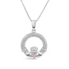 Sterling Silver October Birthstone Pave Cubic Zirconia Claddagh Pendant