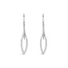 Sterling Silver Open Marquise Polished & Cubic Zirconia Pave Set Drop Earrings