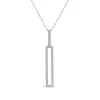 Sterling Silver Open Rectangle Cubic Zirconia Pave Set Pendant