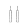 Sterling Silver Open Rectangle Cubic Zirconia Pave Set Drop Earrings