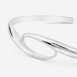 Sterling Silver Opened Swirl Cuff Bangle