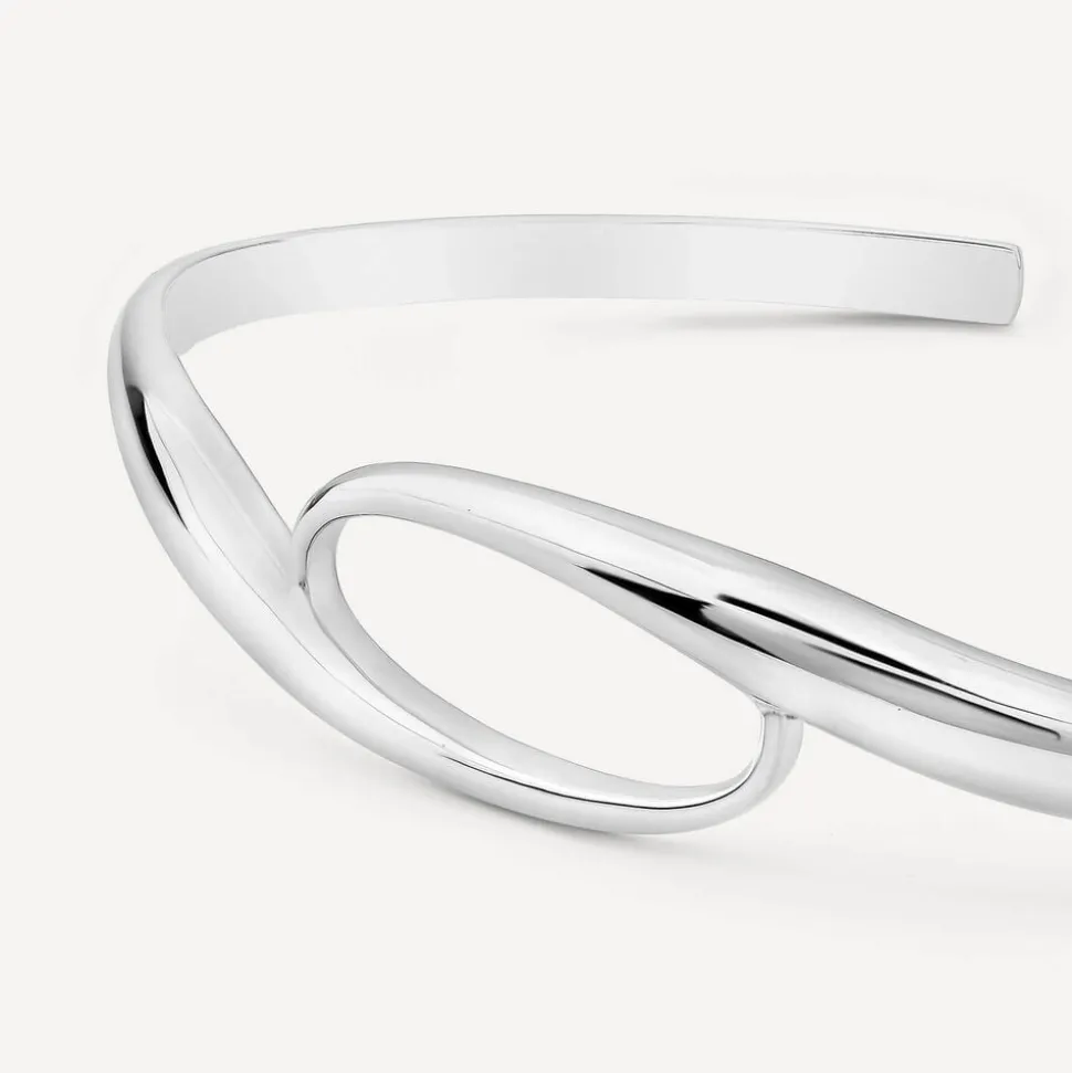 Sterling Silver Opened Swirl Cuff Bangle