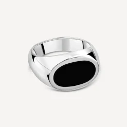 Sterling Silver Oval Black Onyx Signet Ring