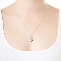 Sterling Silver Oval Frill Miraculous Medal (Chain Included)