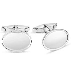 Sterling Silver Oval Plain Cufflinks