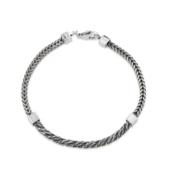 Sterling Silver Oxidised Rope & Herringbone Link Bracelet