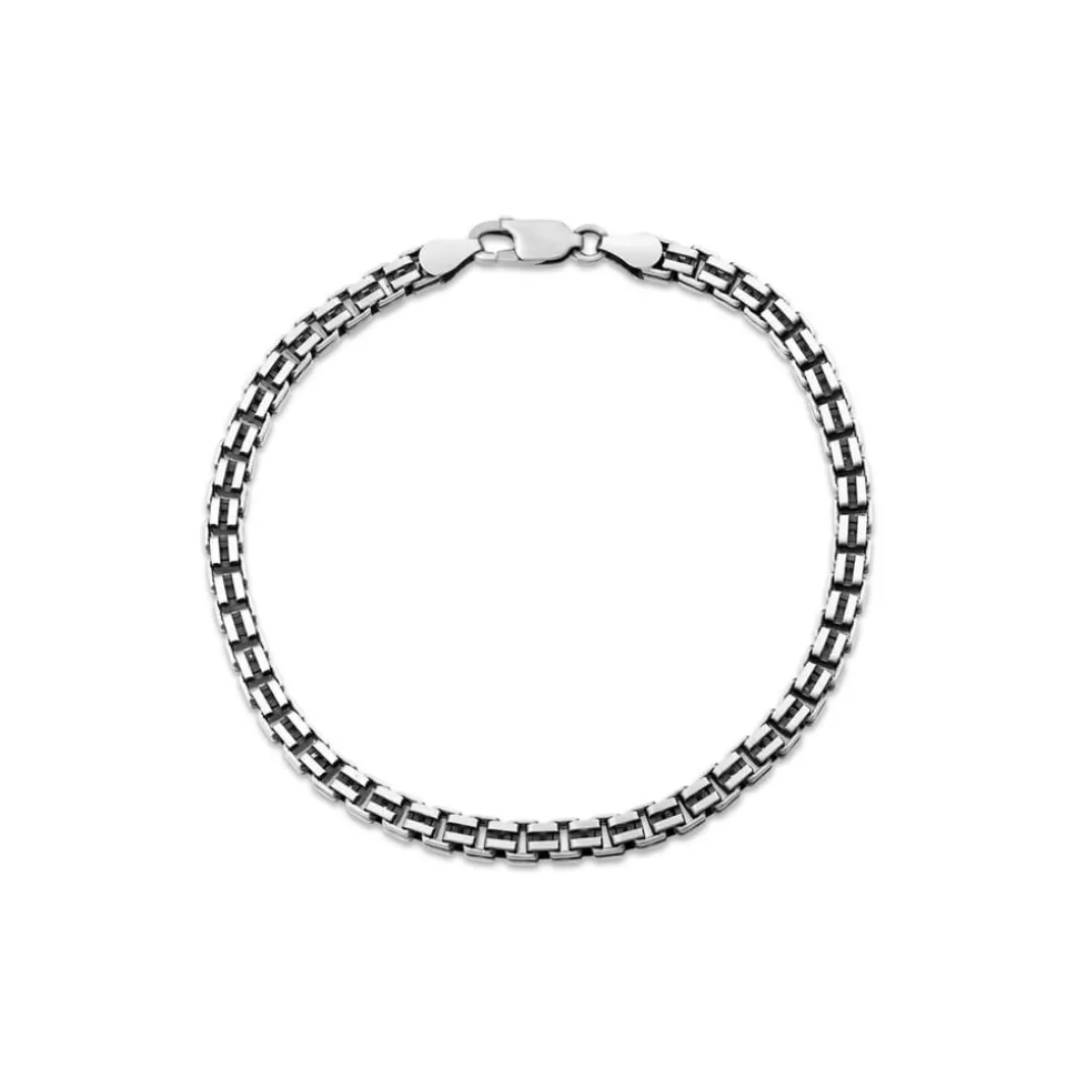 Sterling Silver Oxidised Box Bracelet