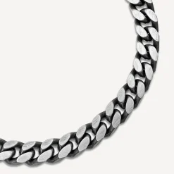 Sterling Silver Oxidised Curved Link Bracelet