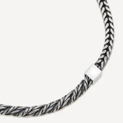 Sterling Silver Oxidised Rope & Herringbone Link Bracelet