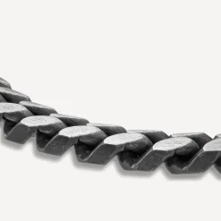 Sterling Silver Oxidised Curved Link Bracelet