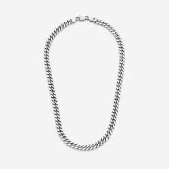 Sterling Silver Oxidised 20' Curb Mens Necklace