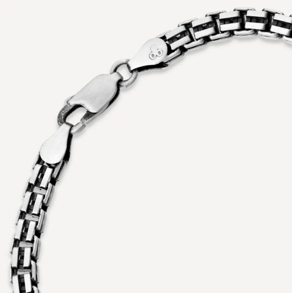Sterling Silver Oxidised Box Bracelet