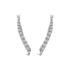 Sterling Silver Pave Cubic Zirconia Curve Bar Climber Earrings