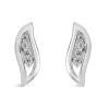 Sterling Silver Pave Cubic Zirconia Open Teardrop Stud Earrings