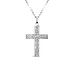 Sterling Silver Pave Cubic Zirconia Cross Pendant
