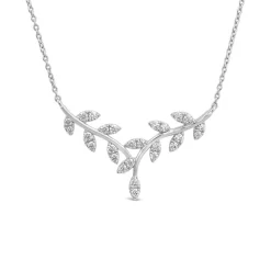 Sterling Silver Pave Cubic Zirconia Branch Design Hammock Necklet