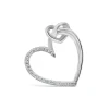 Sterling Silver Pave Cubic Zirconia and Polished Small Heart Pendant