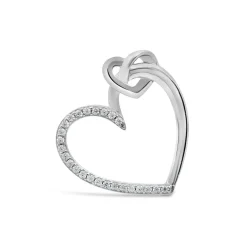 Sterling Silver Pave Cubic Zirconia and Polished Small Heart Pendant