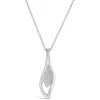 Sterling Silver Pave Cubic Zirconia Open Teardrop Pendant (Chain Included)