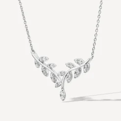 Sterling Silver Pave Cubic Zirconia Branch Design Hammock Necklet