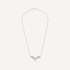Sterling Silver Pave Cubic Zirconia Branch Design Hammock Necklet
