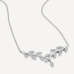 Sterling Silver Pave Cubic Zirconia Branch Design Hammock Necklet