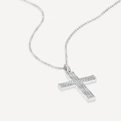 Sterling Silver Pave Cubic Zirconia Cross Pendant