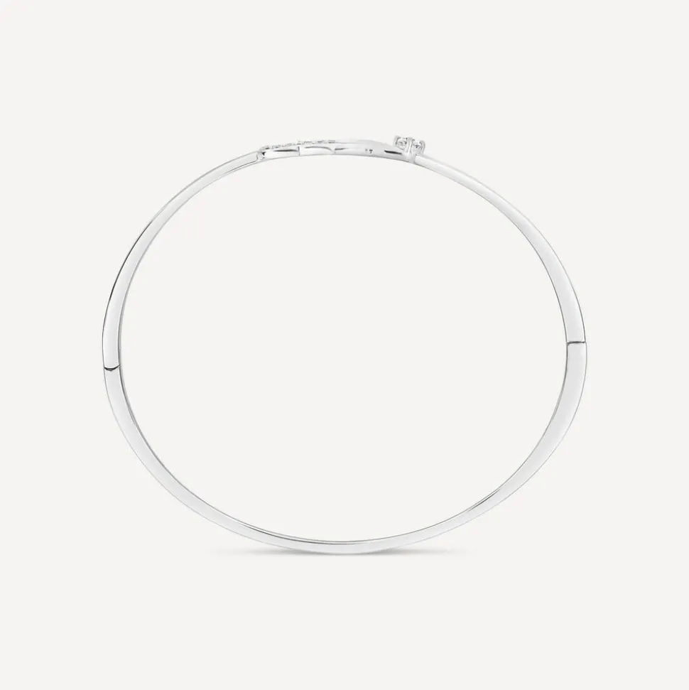 Sterling Silver Pave Cubic Zirconia Heart & Infinity Symbols Bangle