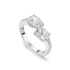 Sterling Silver Pear & Emerald Cut Cubic Zirconia Toi Et Moi Shoulders Ring