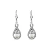 Sterling Silver Pearl & Cubic Zirconia Trinity Knot Drop Earrings