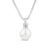Sterling Silver Pearl & Cubic Zirconia Top Necklet