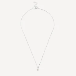 Sterling Silver Pearl & Cubic Zirconia Top Necklet