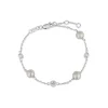 Sterling Silver Pearl and Round Over Cubic Zirconia Chain Bracelet