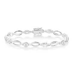 Sterling Silver Pearl and Cubic Zirconia Bracelet