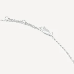 Sterling Silver Pearl and Rubover Cubic Zirconia Chain Necklet