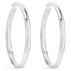 Sterling Silver Plain 30MM Hinged Hoop Earrings