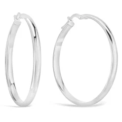 Sterling Silver Plain 30MM Hinged Hoop Earrings