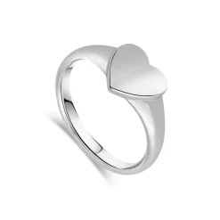Sterling Silver Plain Polished Heart Signet Ring