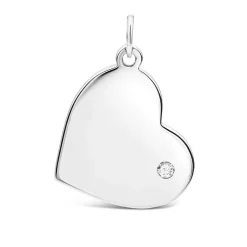 Sterling Silver Polished Heart Disc Pendant